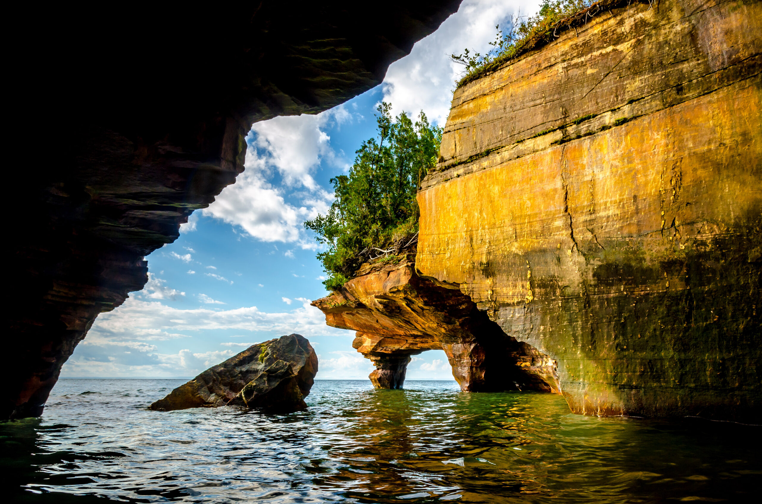 Sea cave and arch, Devils Island, Apostle Islands, Wisconsin.