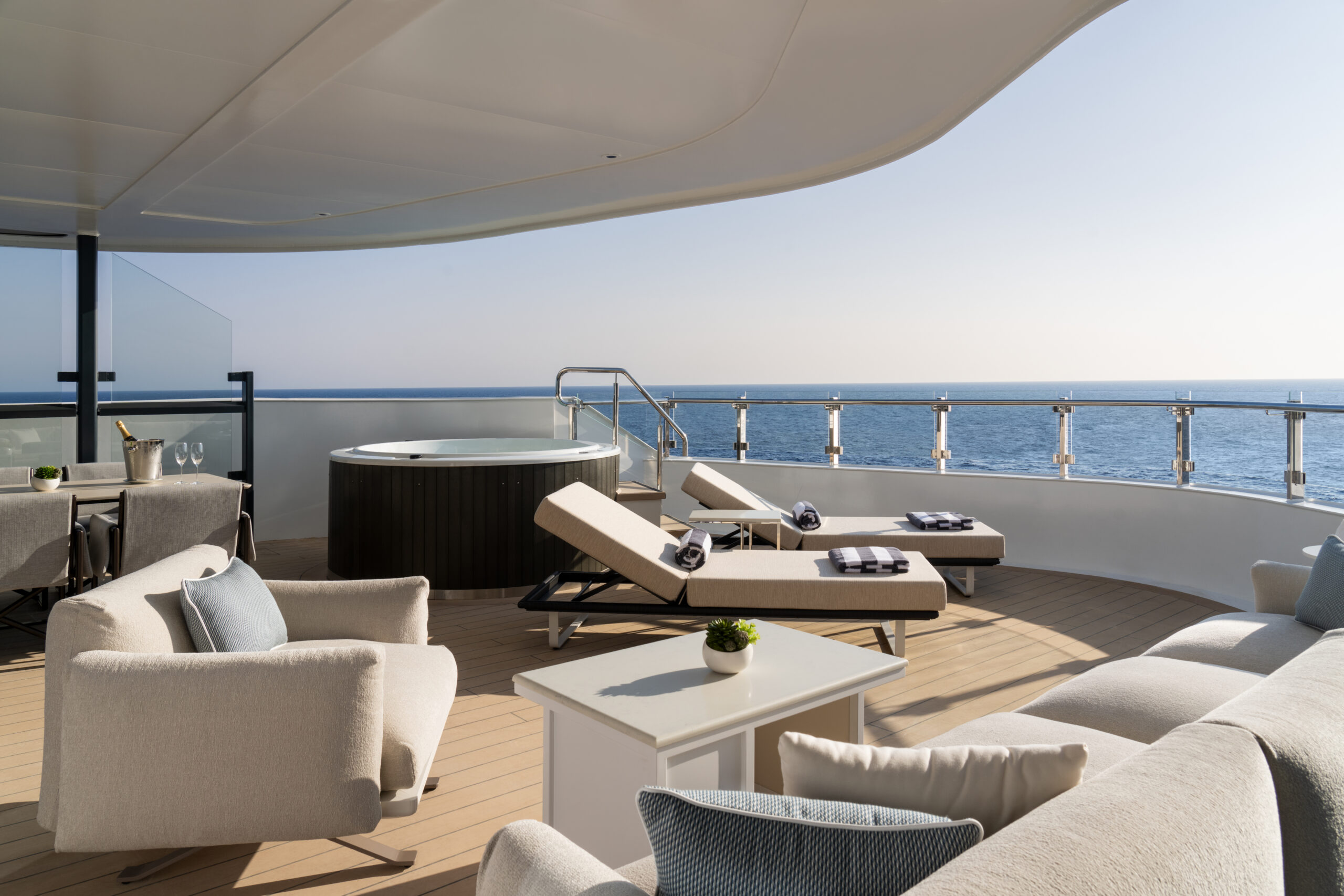 The Owners Suite balcony view aboard Ilma.

Don Riddle; September 2024 Architectural Photoshoot. Content is licensed for worldwide, unlimited, perpetual use.