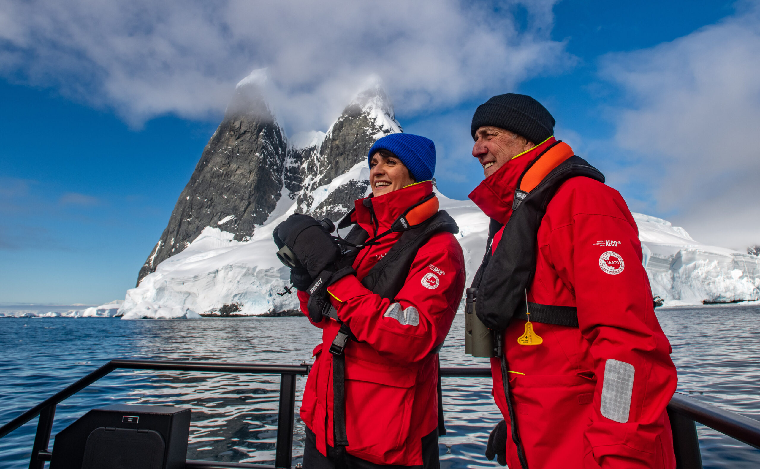 Viking guests on a special ops boat during onshore excursions in Antarctica.