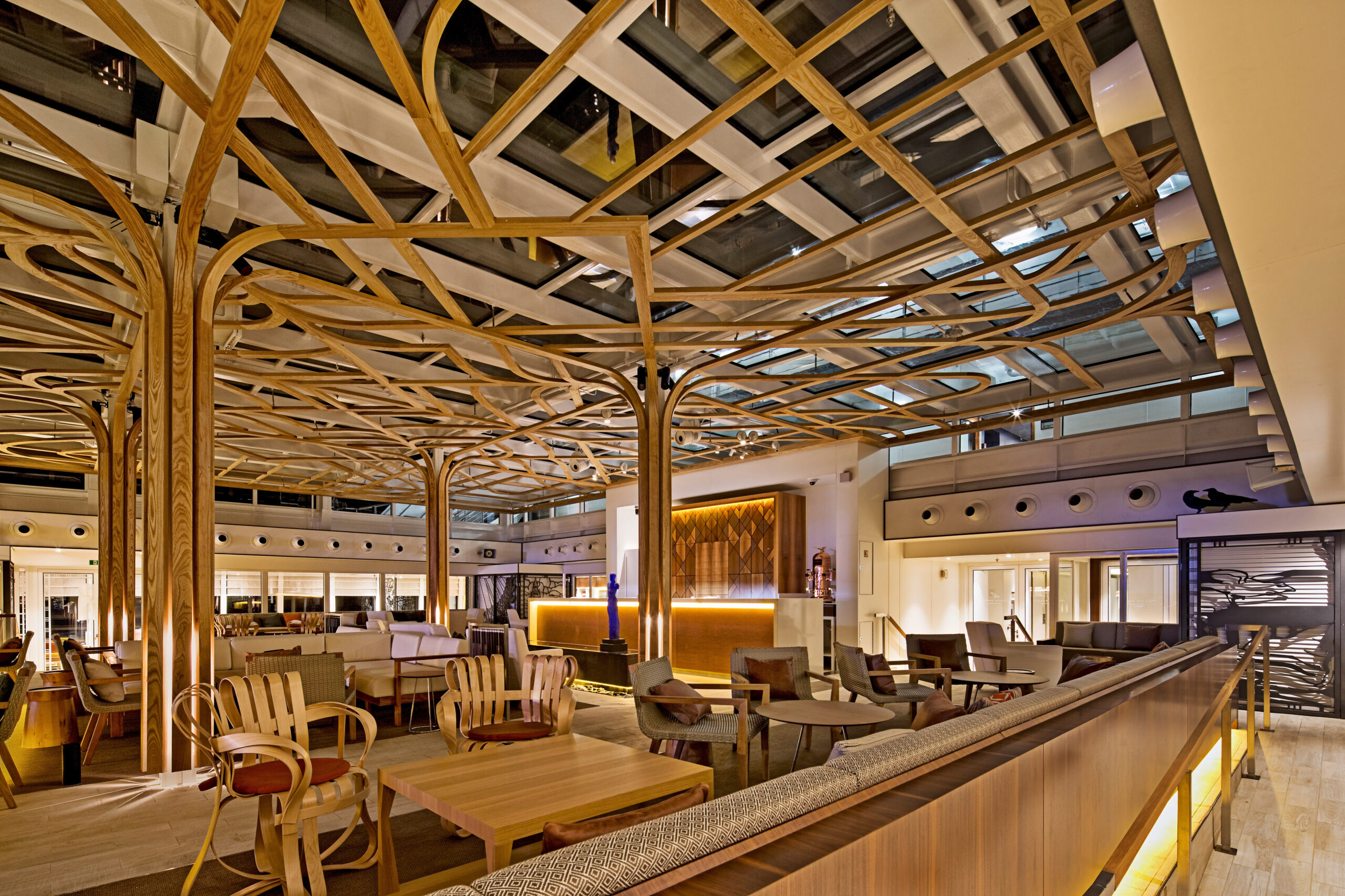 Wintergarden at night aboard the Viking Star