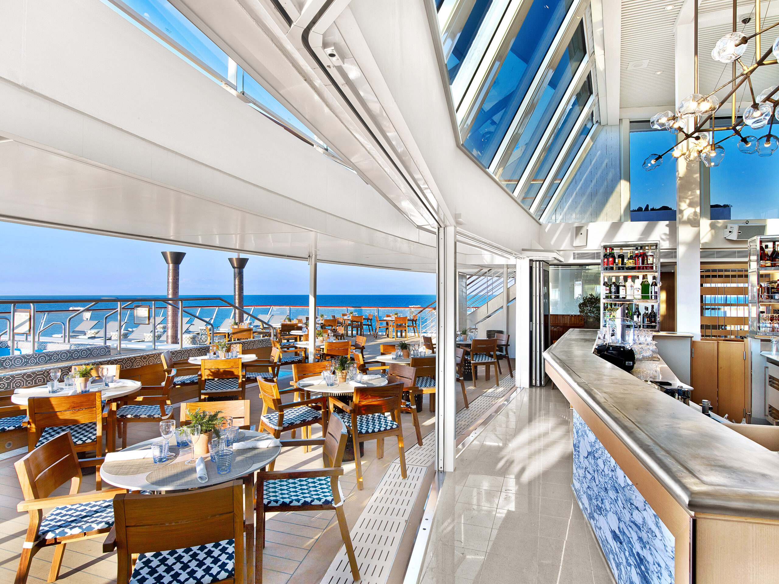 Outdoor section of the World Café on-board the Viking Sea